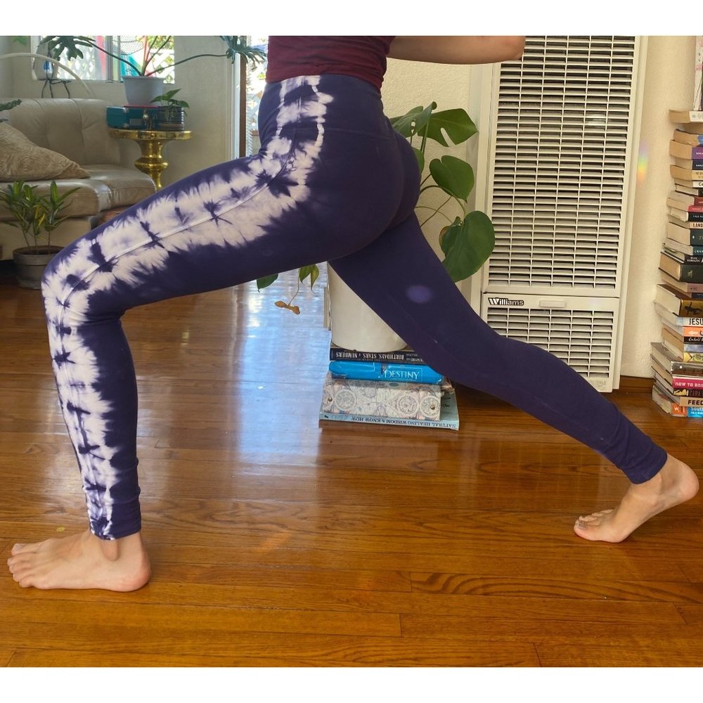 Purple Blue Tye Die Yoga Leggings
